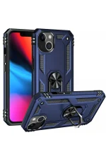 Newface iPhone 14 Plus Kılıf Sofya Yüzüklü Silikon Kapak - Lacivert - Görsel 2