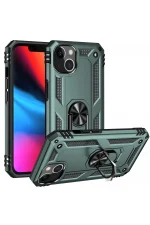 Newface iPhone 14 Plus Kılıf Sofya Yüzüklü Silikon Kapak - Yeşil - Görsel 2