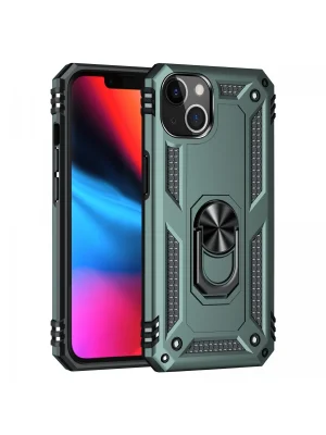 Newface iPhone 14 Plus Kılıf Sofya Yüzüklü Silikon Kapak - Yeşil