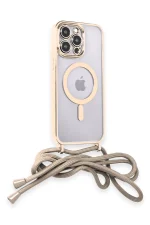 Newface iPhone 14 Pro Kılıf Divo Lazer Askılı Magsafe Kapak - Gold - Görsel 2