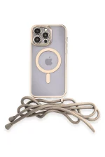 Newface iPhone 14 Pro Kılıf Divo Lazer Askılı Magsafe Kapak - Gold