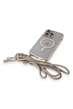 Newface iPhone 14 Pro Kılıf Divo Lazer Askılı Magsafe Kapak - Gold - Görsel 6