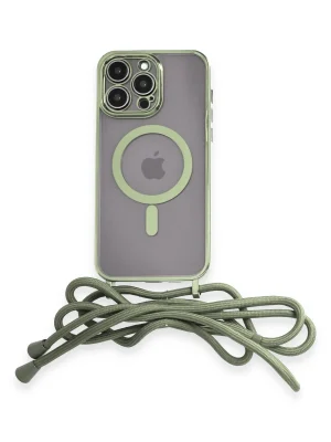 Newface iPhone 14 Pro Kılıf Divo Lazer Askılı Magsafe Kapak - Koyu Yeşil
