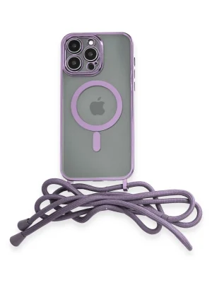 Newface iPhone 14 Pro Kılıf Divo Lazer Askılı Magsafe Kapak - Lila