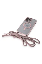Newface iPhone 14 Pro Kılıf Divo Lazer Askılı Magsafe Kapak - Pembe - Görsel 6