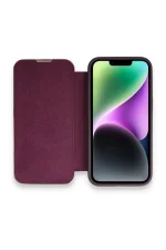 Newface iPhone 14 Pro Kılıf Dolpin Kapaklı - Derin Mor