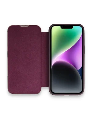 Newface iPhone 14 Pro Kılıf Dolpin Kapaklı - Derin Mor