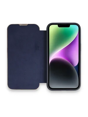 Newface iPhone 14 Pro Kılıf Dolpin Kapaklı - Lacivert