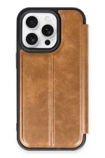 Newface iPhone 14 Pro Kılıf Flip Cover - Taba
