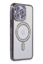Newface iPhone 14 Pro Kılıf Joke Simli Magneticsafe Kılıf - Derin Mor