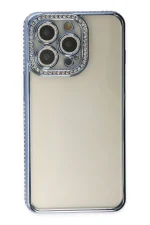 Newface iPhone 14 Pro Kılıf Joke Taşlı Silikon - Mavi - Görsel 2