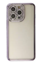 Newface iPhone 14 Pro Kılıf Joke Taşlı Silikon - Mor - Görsel 2