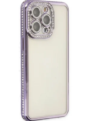 Newface iPhone 14 Pro Kılıf Joke Taşlı Silikon - Mor