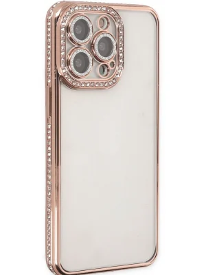 Newface iPhone 14 Pro Kılıf Joke Taşlı Silikon - Pembe