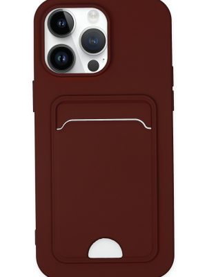 Newface iPhone 14 Pro Kılıf Kelvin Kartvizitli Silikon - Bordo