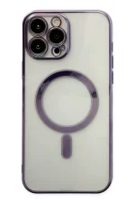 Newface iPhone 14 Pro Kılıf Magneticsafe Lazer Silikon - Mor - Görsel 2