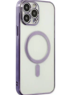Newface iPhone 14 Pro Kılıf Magneticsafe Lazer Silikon - Mor
