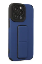 Newface iPhone 14 Pro Kılıf Mega Standlı Silikon - Mavi - Görsel 5