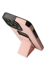 Newface iPhone 14 Pro Kılıf Mega Standlı Silikon - Pudra - Görsel 3