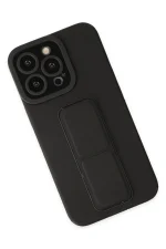 Newface iPhone 14 Pro Kılıf Mega Standlı Silikon - Siyah - Görsel 2