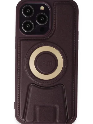 Newface iPhone 14 Pro Kılıf Merkür Magneticsafe Standlı Kapak - Derin Mor