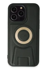 Newface iPhone 14 Pro Kılıf Merkür Magneticsafe Standlı Kapak - Koyu Yeşil