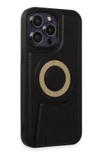 Newface iPhone 14 Pro Kılıf Merkür Magneticsafe Standlı Kapak - Siyah - Görsel 2