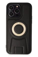 Newface iPhone 14 Pro Kılıf Merkür Magneticsafe Standlı Kapak - Siyah