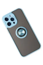 Newface iPhone 14 Pro Kılıf Montreal Yüzüklü Silikon Kapak - Buz Mavi - Görsel 3