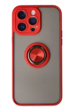 Newface iPhone 14 Pro Kılıf Montreal Yüzüklü Silikon Kapak - Kırmızı