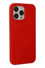 Newface iPhone 14 Pro Kılıf Nano içi Kadife Silikon - Kırmızı - Görsel 2