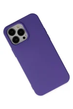 Newface iPhone 14 Pro Kılıf Nano içi Kadife Silikon - Mor - Görsel 3