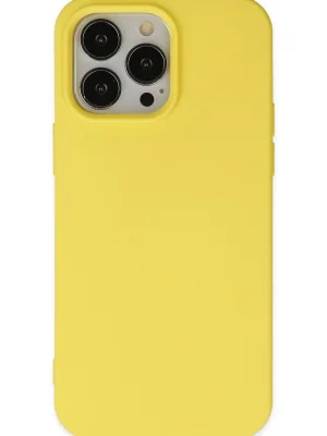 Newface iPhone 14 Pro Kılıf Nano içi Kadife Silikon - Sarı