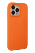 Newface iPhone 14 Pro Kılıf Nano içi Kadife Silikon - Turuncu - Görsel 2