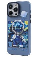 Newface iPhone 14 Pro Kılıf Prada Desenli Kapak - Prada Mavi - 1 - Görsel 2