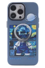 Newface iPhone 14 Pro Kılıf Prada Desenli Kapak - Prada Mavi - 1