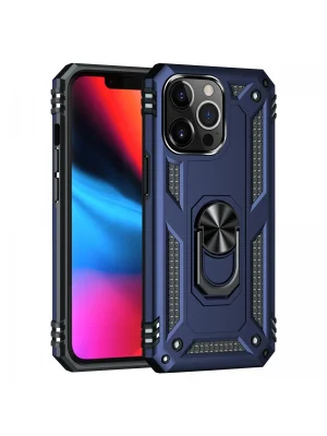 Newface iPhone 14 Pro Kılıf Sofya Yüzüklü Silikon Kapak - Lacivert