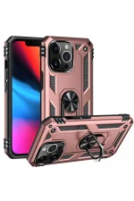 Newface iPhone 14 Pro Kılıf Sofya Yüzüklü Silikon Kapak - Rose - Görsel 2