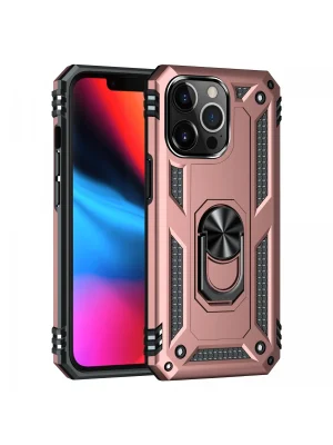 Newface iPhone 14 Pro Kılıf Sofya Yüzüklü Silikon Kapak - Rose