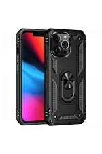 Newface iPhone 14 Pro Kılıf Sofya Yüzüklü Silikon Kapak - Siyah