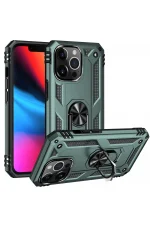 Newface iPhone 14 Pro Kılıf Sofya Yüzüklü Silikon Kapak - Yeşil - Görsel 2