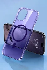 Newface iPhone 14 Pro Kılıf Tron Şeffaf Magsafe Kapak - Derin Mor - Görsel 3