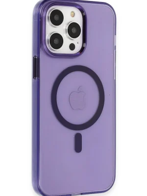 Newface iPhone 14 Pro Kılıf Tron Şeffaf Magsafe Kapak - Derin Mor