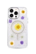 Newface iPhone 14 Pro Max Flower Magsafe Kapak - Sarı