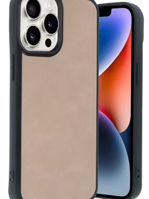 Newface iPhone 14 Pro Max Kılıf Aras Deri Kapak - Pudra