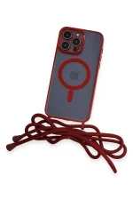 Newface iPhone 14 Pro Max Kılıf Divo Lazer Askılı Magsafe Kapak - Kırmızı - Görsel 3