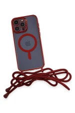Newface iPhone 14 Pro Max Kılıf Divo Lazer Askılı Magsafe Kapak - Kırmızı - Görsel 4