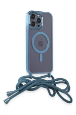 Newface iPhone 14 Pro Max Kılıf Divo Lazer Askılı Magsafe Kapak - Sierra Blue - Görsel 2