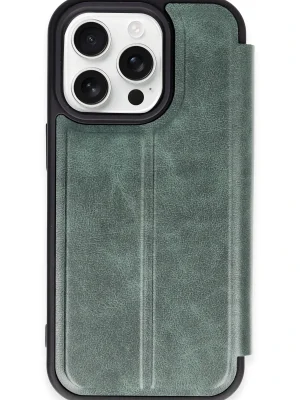Newface iPhone 14 Pro Max Kılıf Flip Cover - Koyu Yeşil