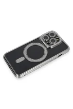 Newface iPhone 14 Pro Max Kılıf Joke Simli Magneticsafe Kılıf - Gri - Görsel 3